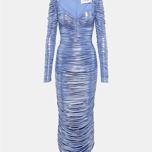 Alex Perry Ruched lamé midi dress